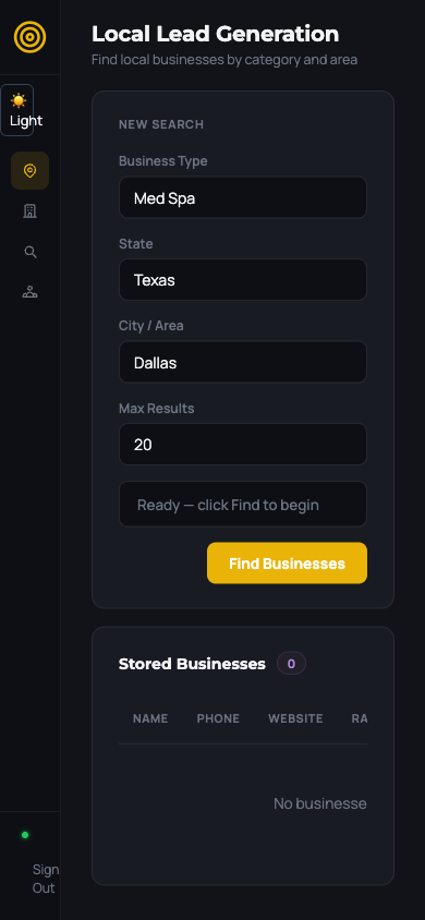 Lead Gen mobile Dark Mode