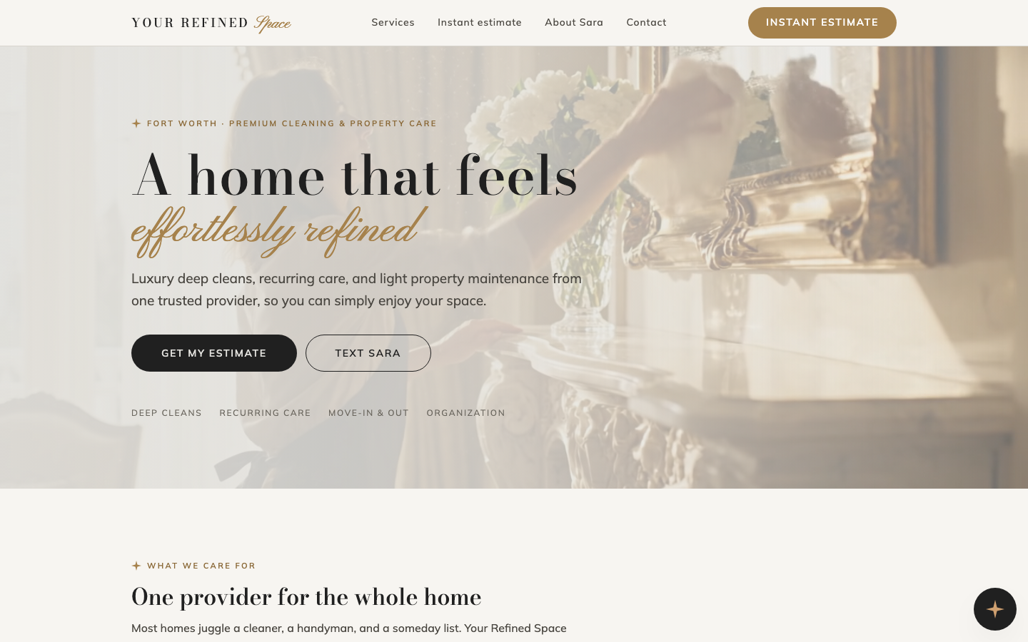 Your Refined Space: the cleaning studio storefront and the back office that runs it from a phone