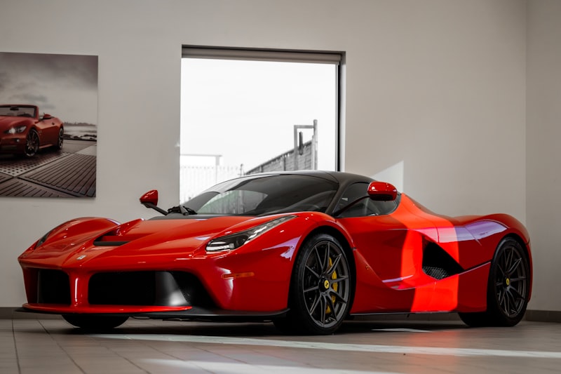 Red exotic sports car close-up